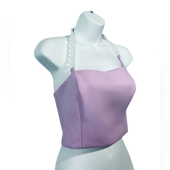 Marciano for Guess, Lilac Bustier Crop Top With Chain, Small - Picture 6 of 11